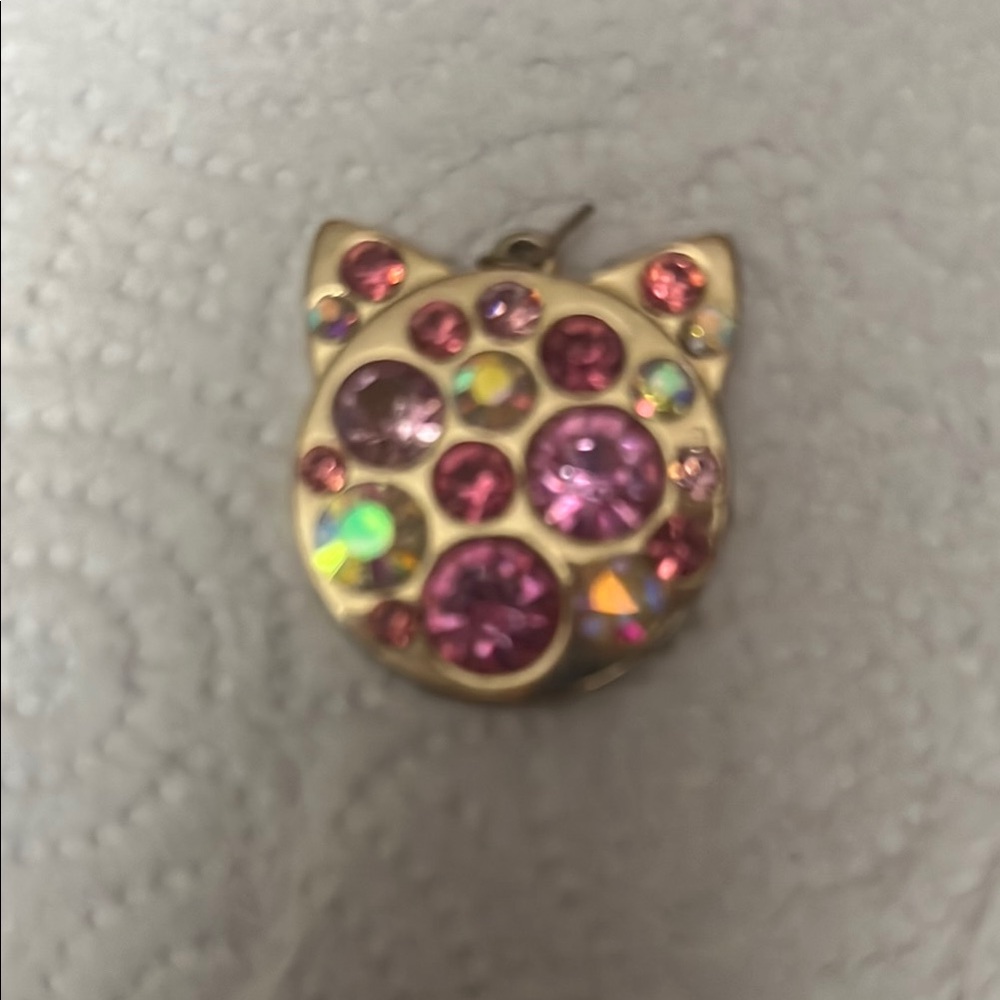 Gold and Pink Cat Pendant